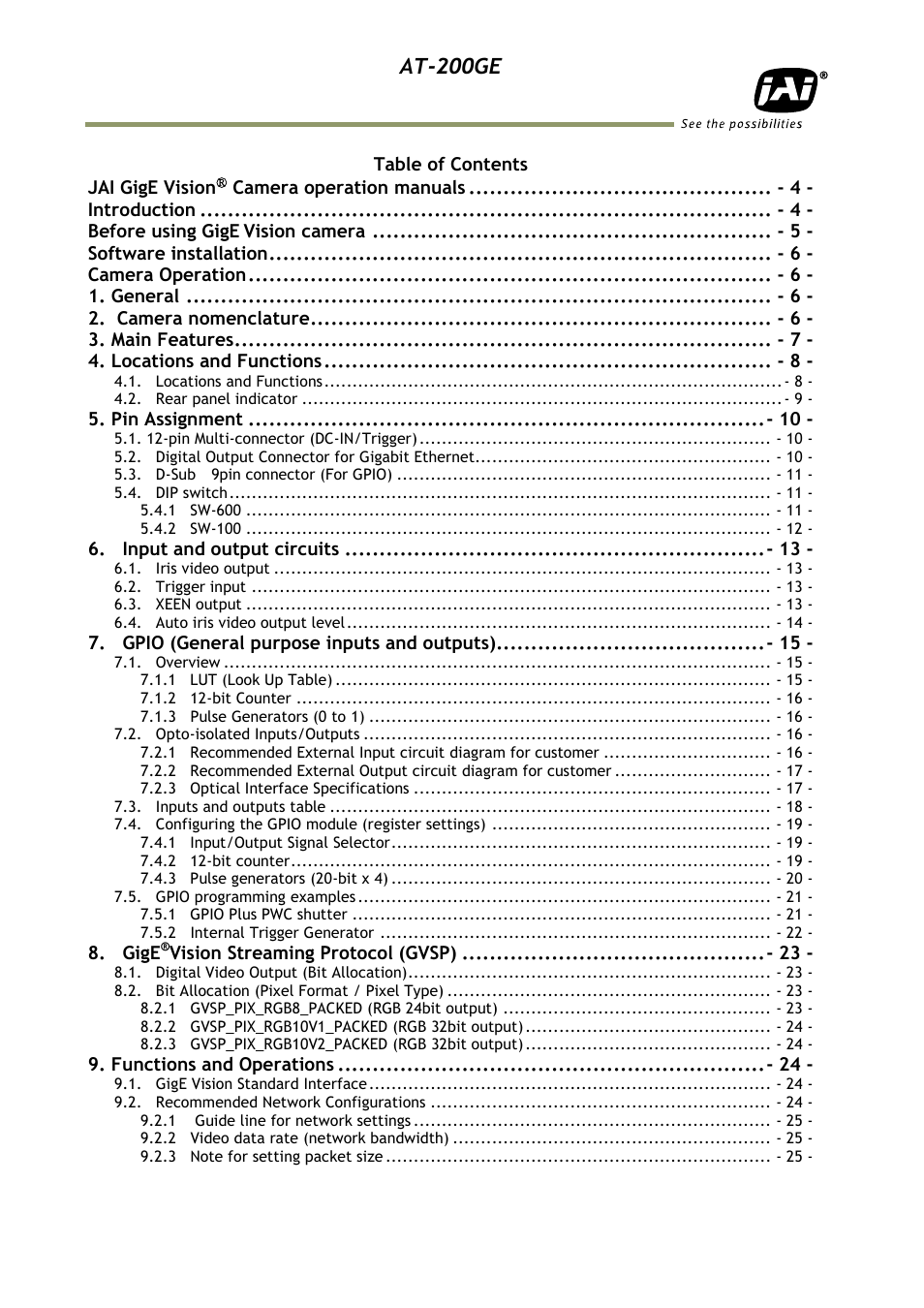 At-200ge | JAI AT-200GE User Manual | Page 4 / 71