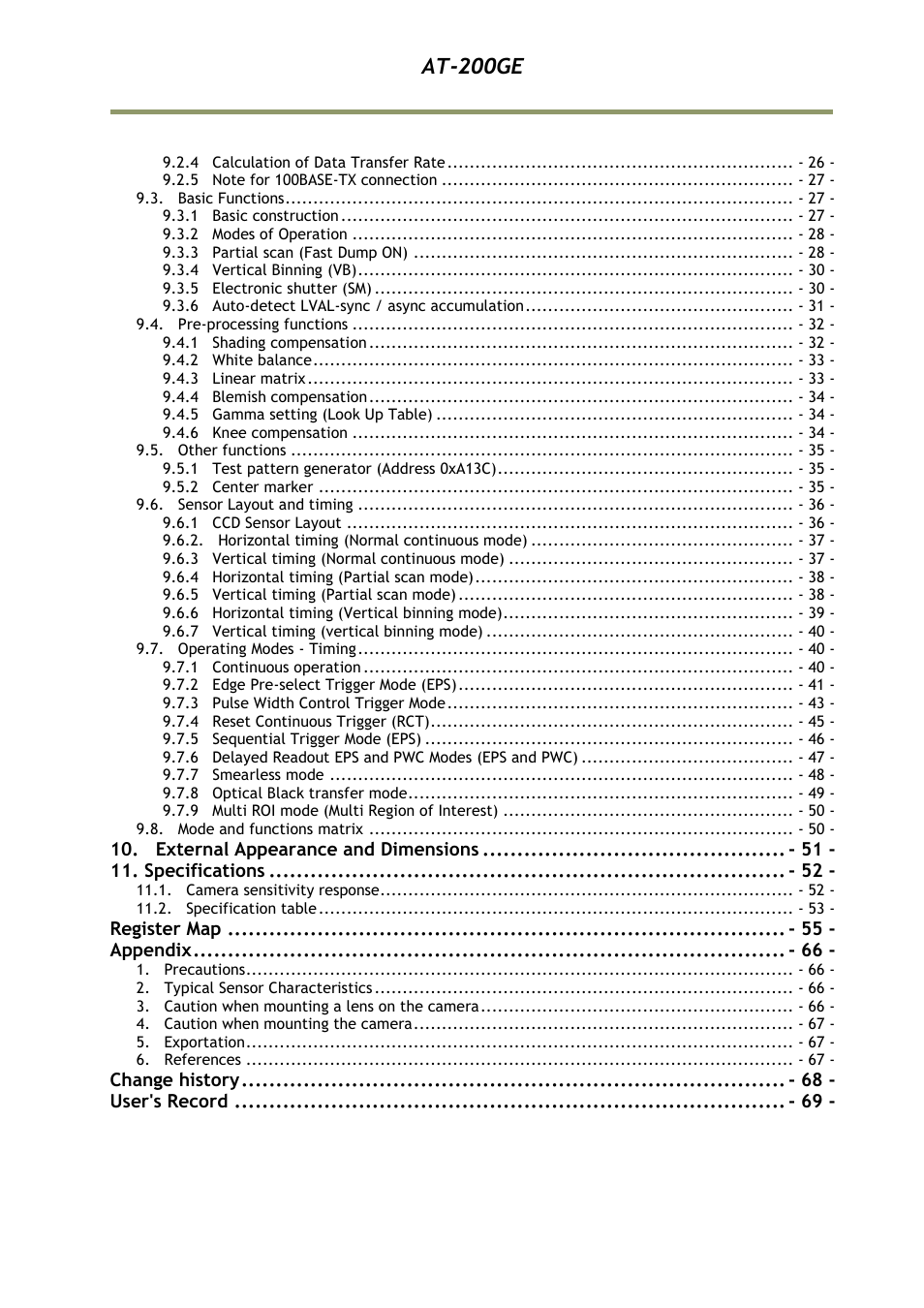 At-200ge | JAI AT-200GE User Manual | Page 5 / 71