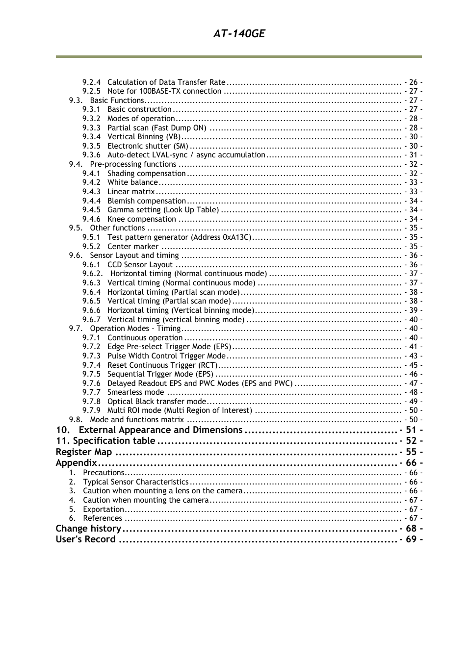 At-140ge | JAI AT-140GE User Manual | Page 5 / 71