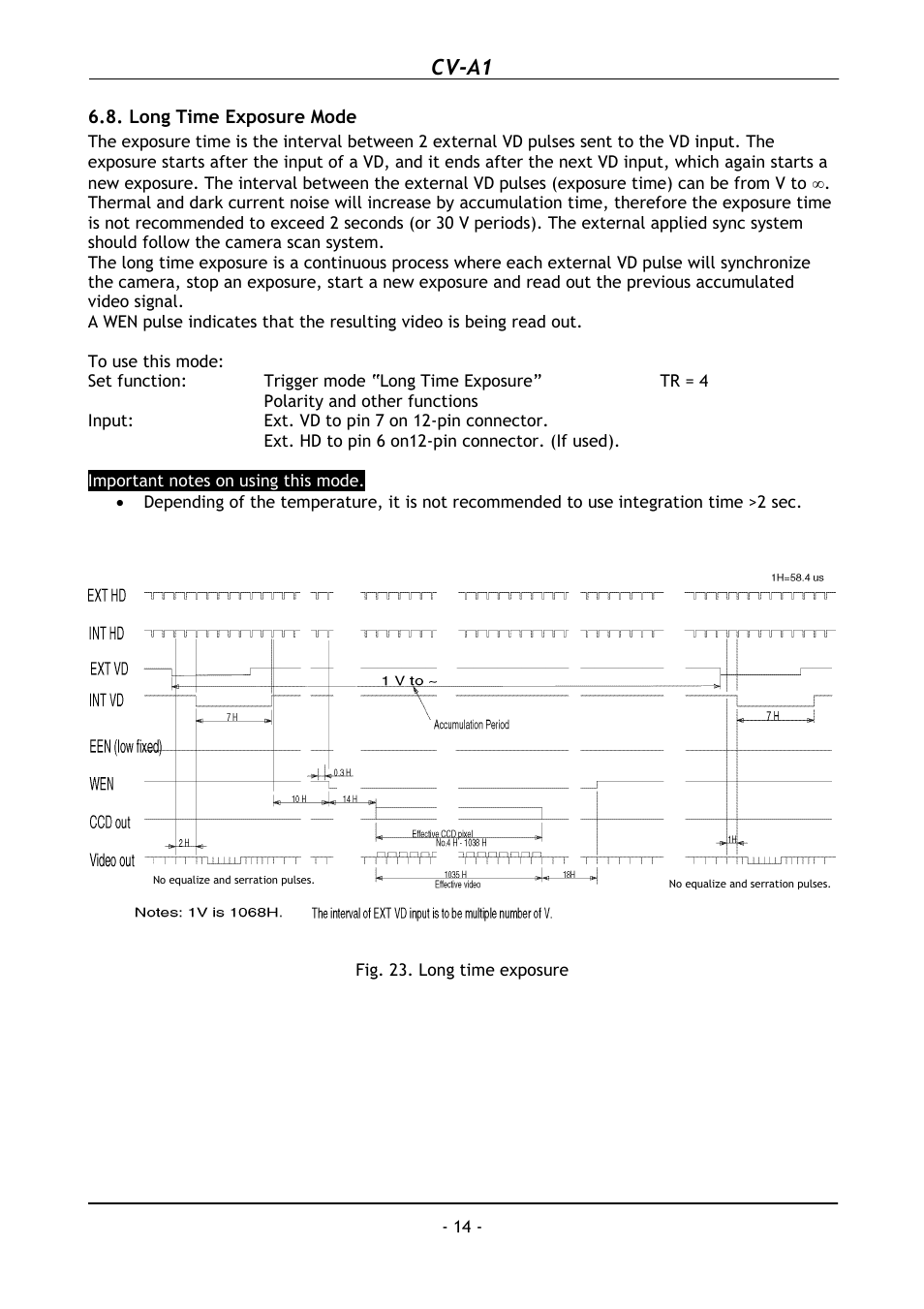 Long time exposure mode, Cv-a1 | JAI CV-A1 User Manual | Page 15 / 24