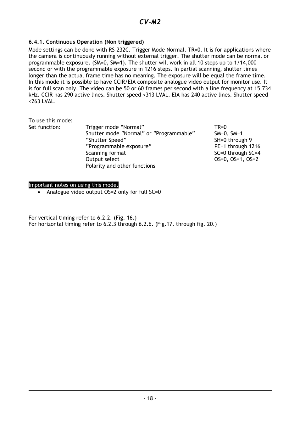 Continuous operation (non triggered), Cv-m2 | JAI CV-M2 User Manual | Page 19 / 35