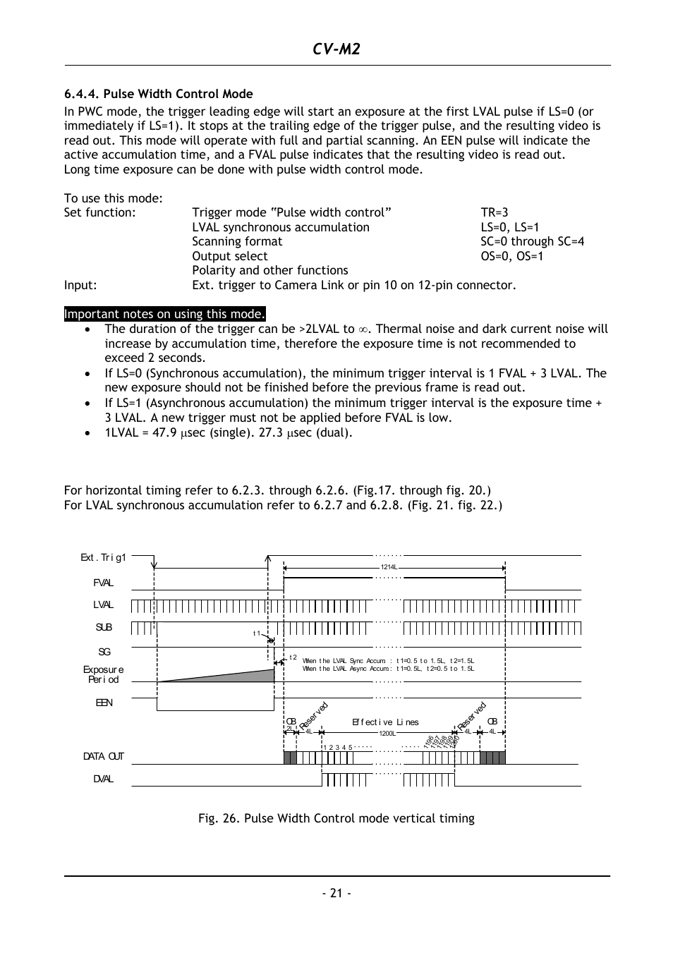 Pulse width control mode, Cv-m2 | JAI CV-M2 User Manual | Page 22 / 35