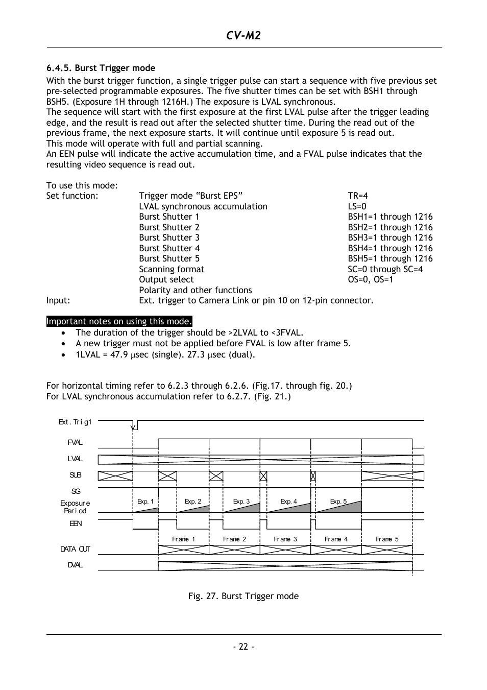 Burst trigger mode, Cv-m2 | JAI CV-M2 User Manual | Page 23 / 35