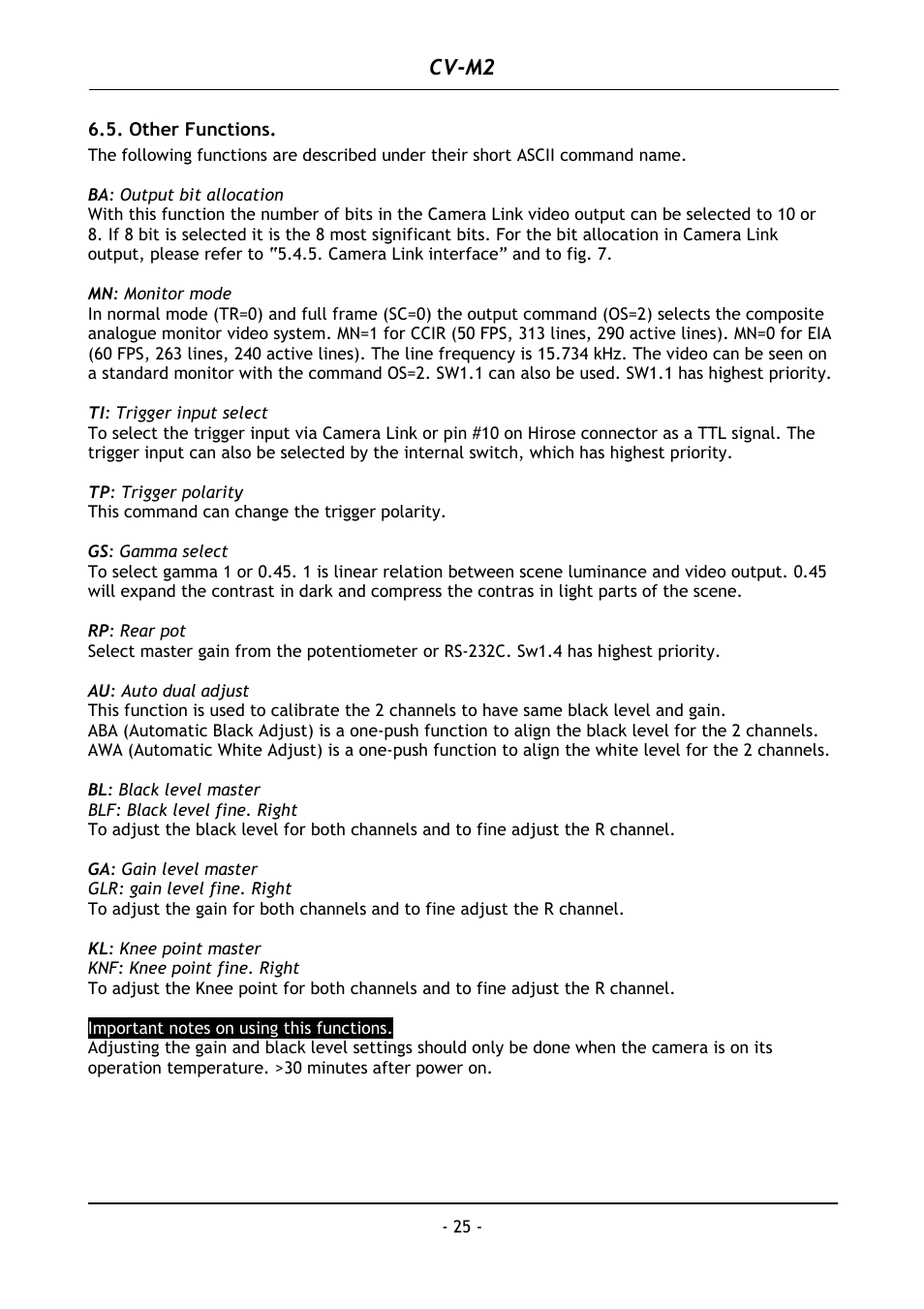 Other functions, Cv-m2 | JAI CV-M2 User Manual | Page 26 / 35