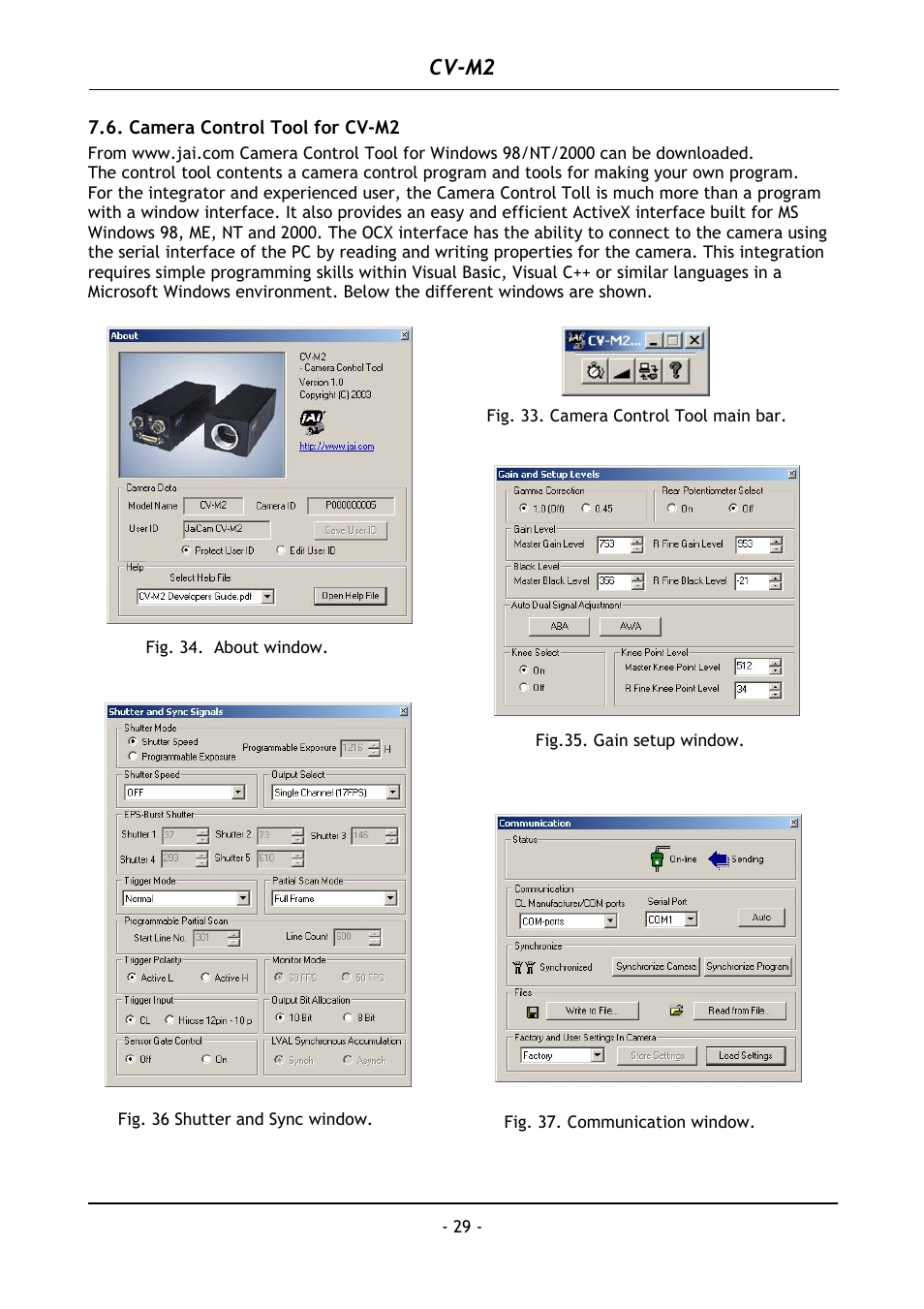 Camera control tool for cv-m2, Cv-m2 | JAI CV-M2 User Manual | Page 30 / 35