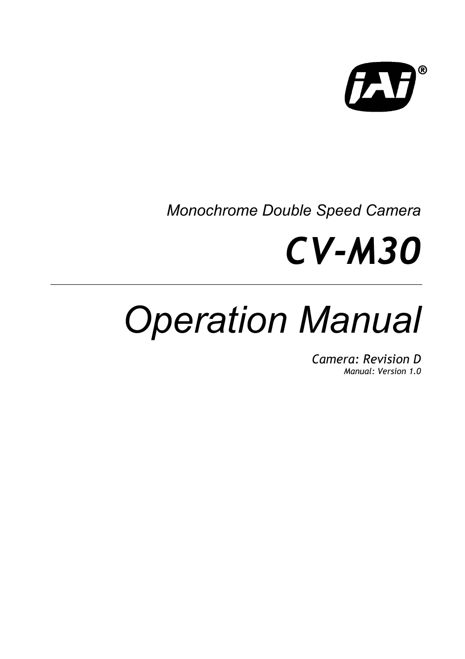 JAI CV-M30 User Manual | 21 pages