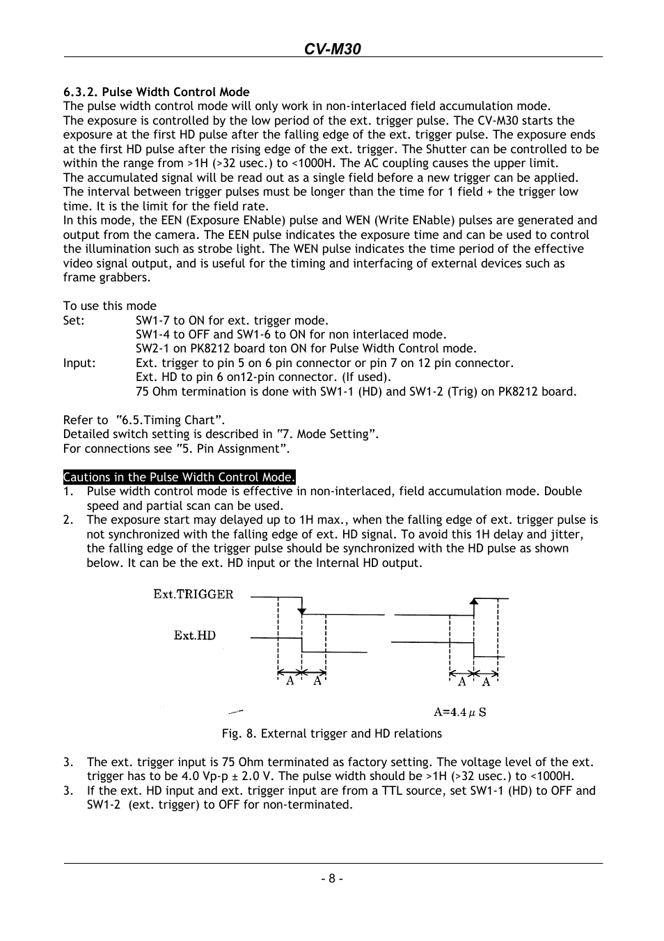 Pulse width control mode, Cv-m30 | JAI CV-M30 User Manual | Page 9 / 21