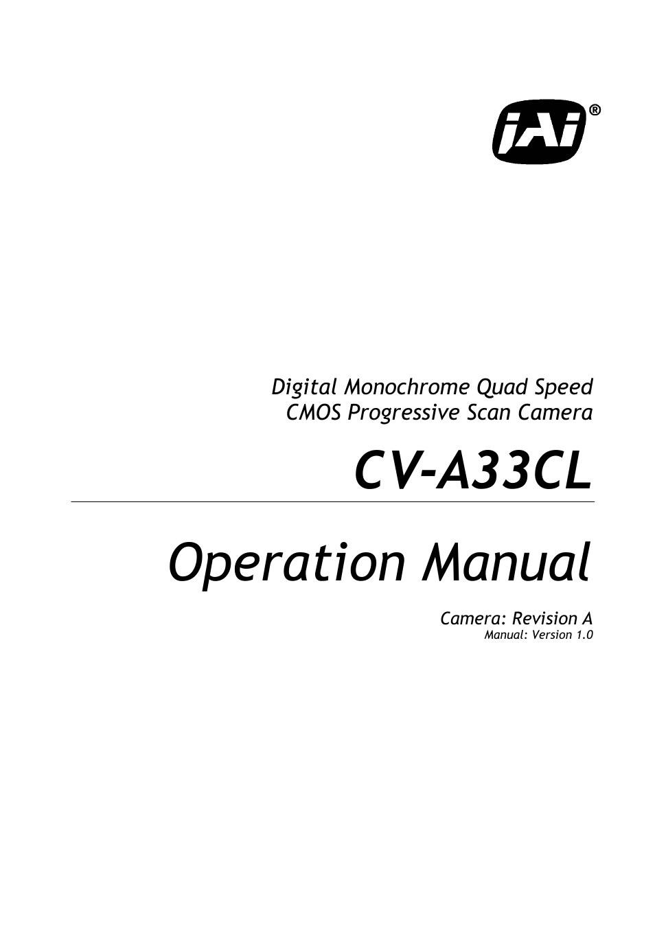 JAI CV-A33CL User Manual | 26 pages