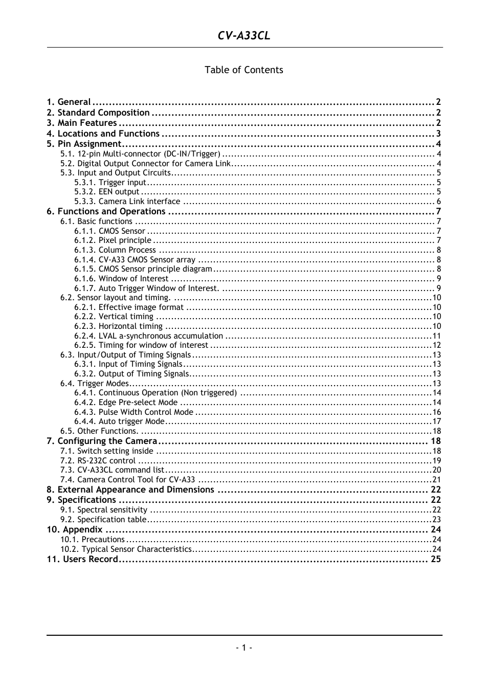 Cv-a33cl | JAI CV-A33CL User Manual | Page 2 / 26