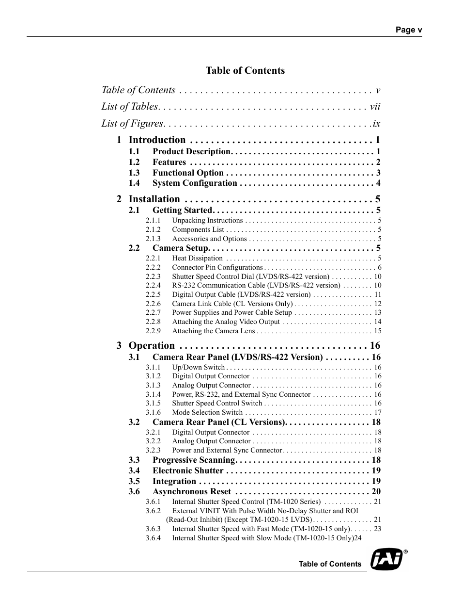 JAI TM-1020 User Manual | Page 5 / 52