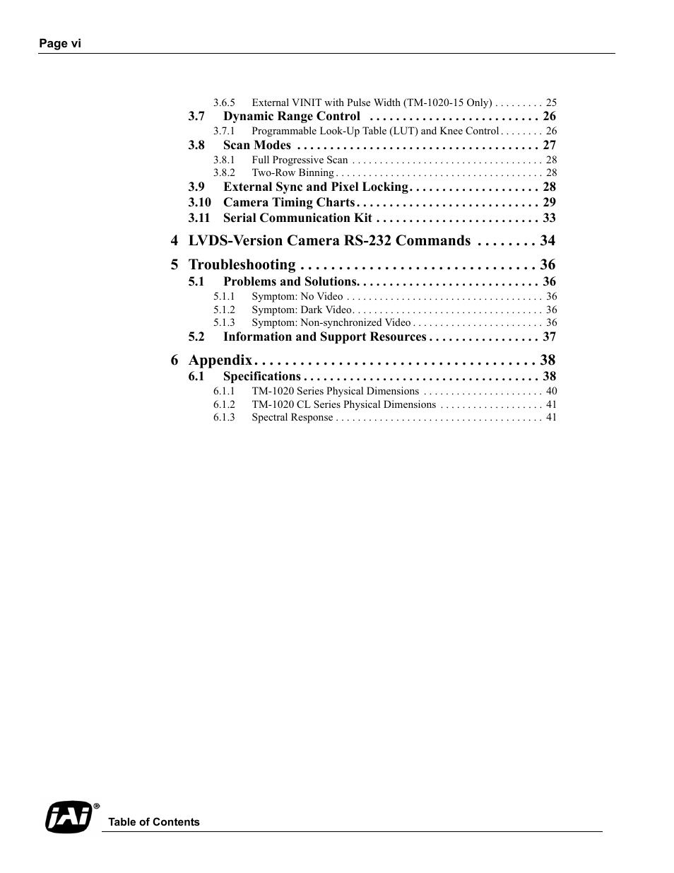 6 appendix | JAI TM-1020 User Manual | Page 6 / 52