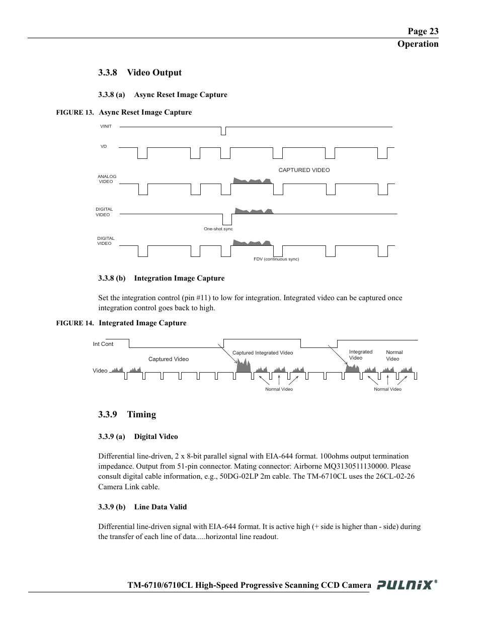 Page 23 operation, 8 video output, 9 timing | JAI TM-6710 User Manual | Page 29 / 42