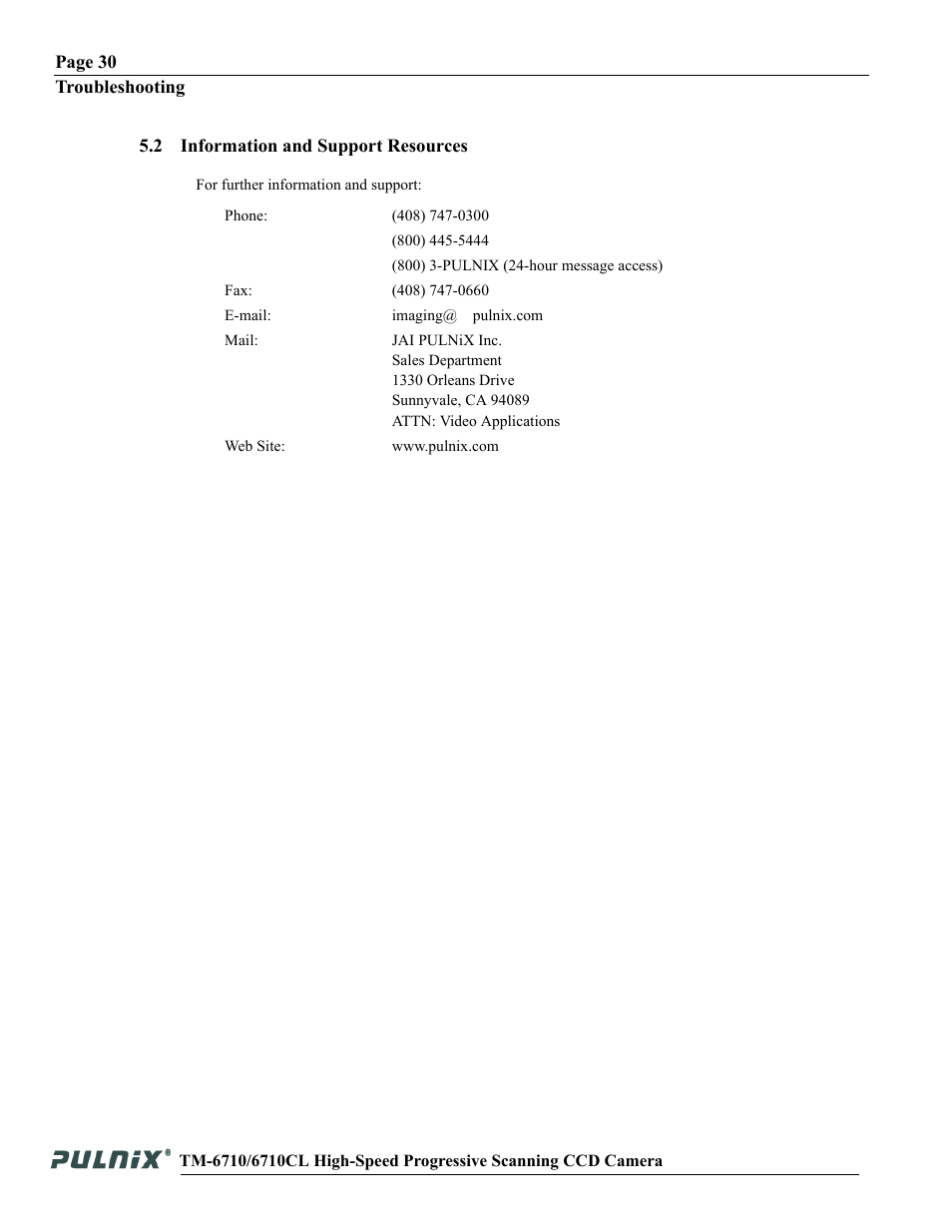 JAI TM-6710 User Manual | Page 36 / 42