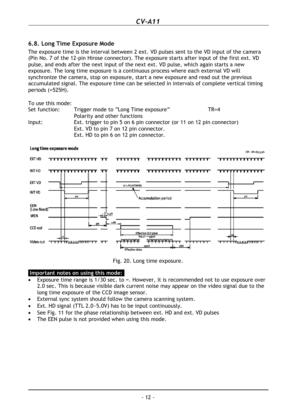 Long time exposure mode, Cv-a11 | JAI CV-A11 User Manual | Page 13 / 25