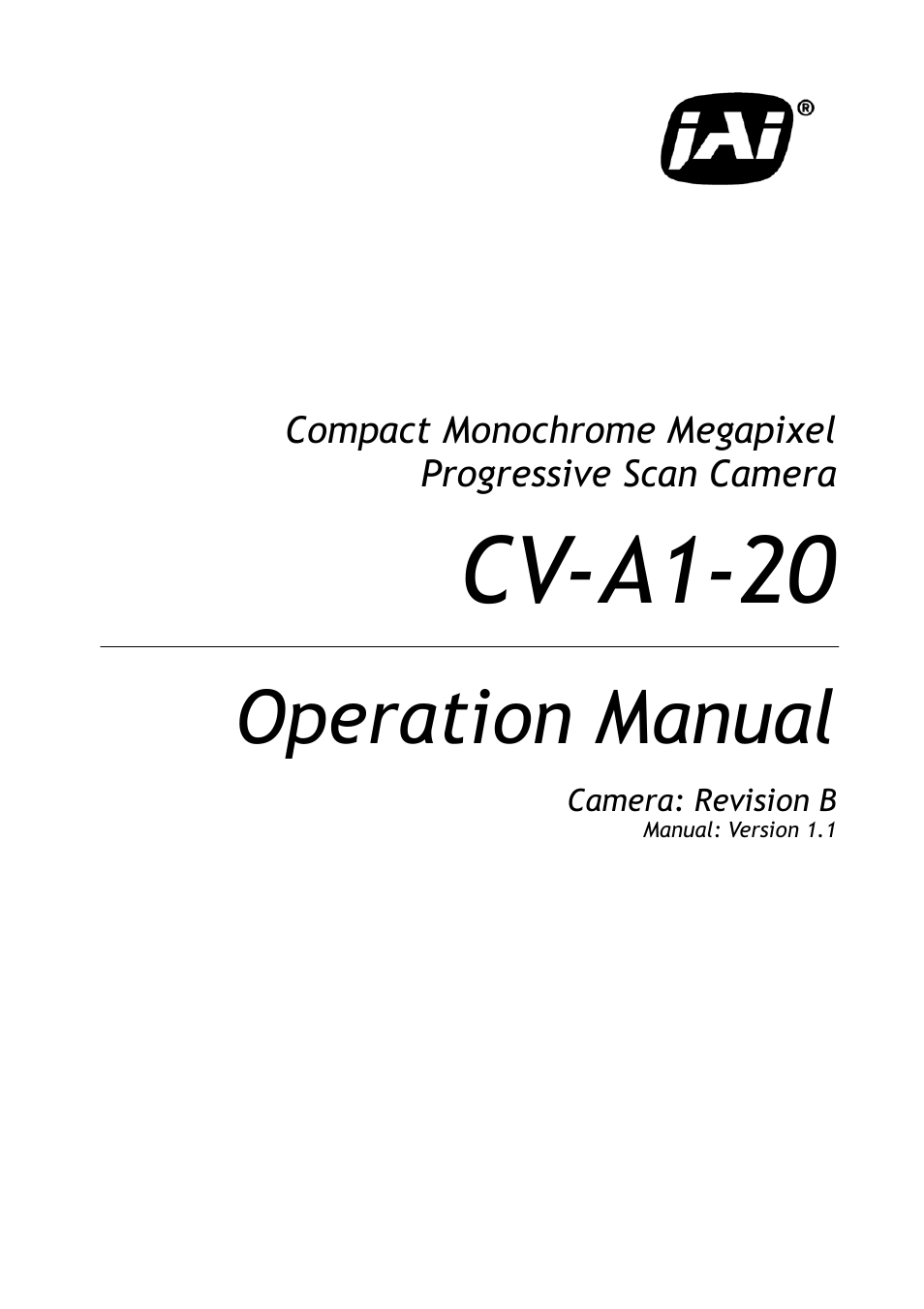 JAI CV-A1-20 User Manual | 24 pages