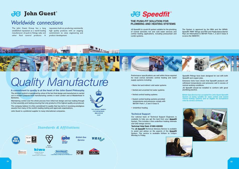 Quality manufacture, Worldwide connections | John Mills Speedfit KM39767 User Manual | Page 2 / 16