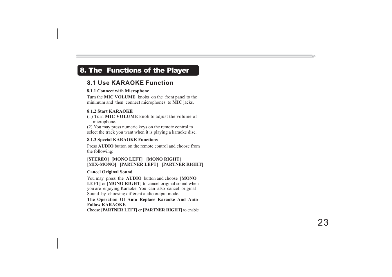 The functions of the player | Jwin JX-DVD400 User Manual | Page 40 / 57