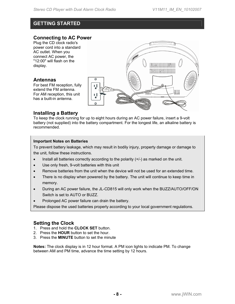 Jwin JL-CD815 User Manual | Page 9 / 16