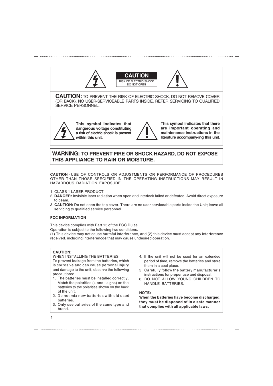 Caution, Warning | Jwin JX-43000D User Manual | Page 2 / 18