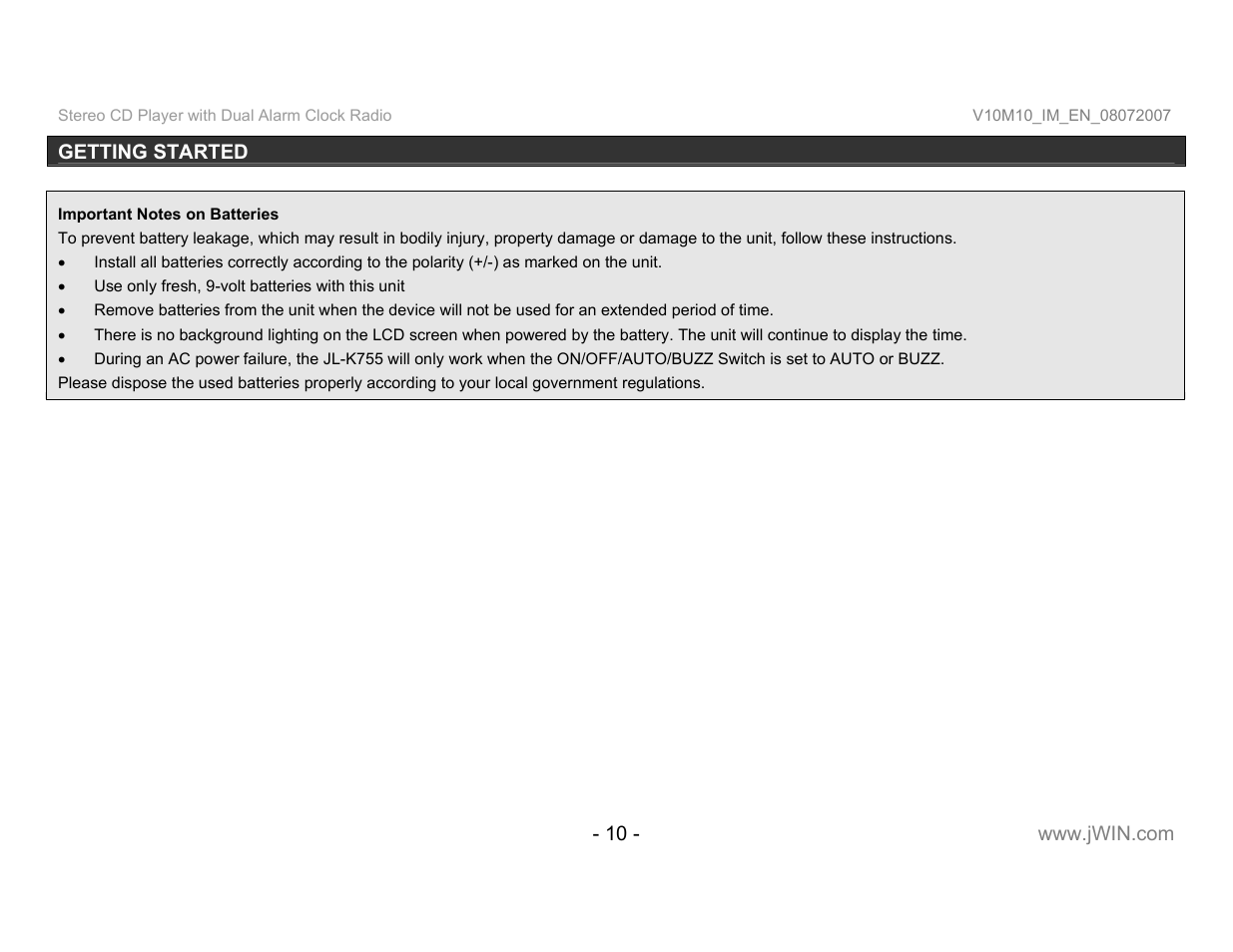 Jwin JL-K755 User Manual | Page 11 / 20