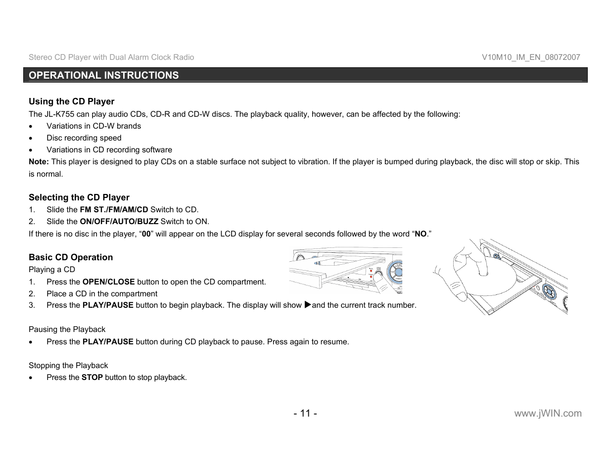 Jwin JL-K755 User Manual | Page 12 / 20