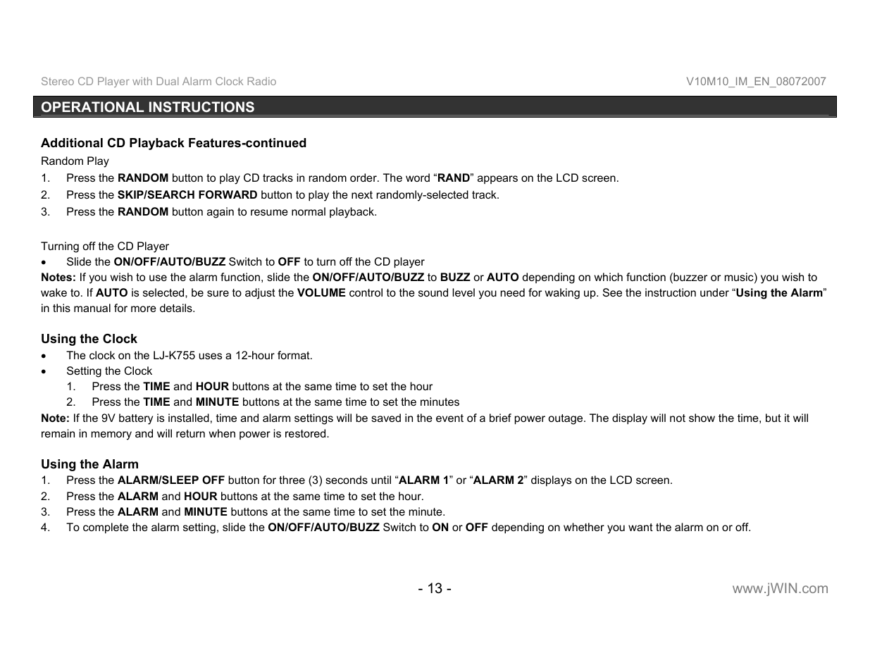 Jwin JL-K755 User Manual | Page 14 / 20