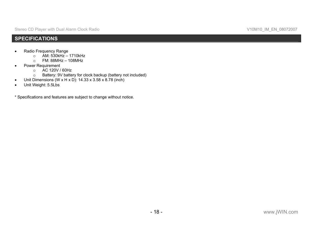 Jwin JL-K755 User Manual | Page 19 / 20