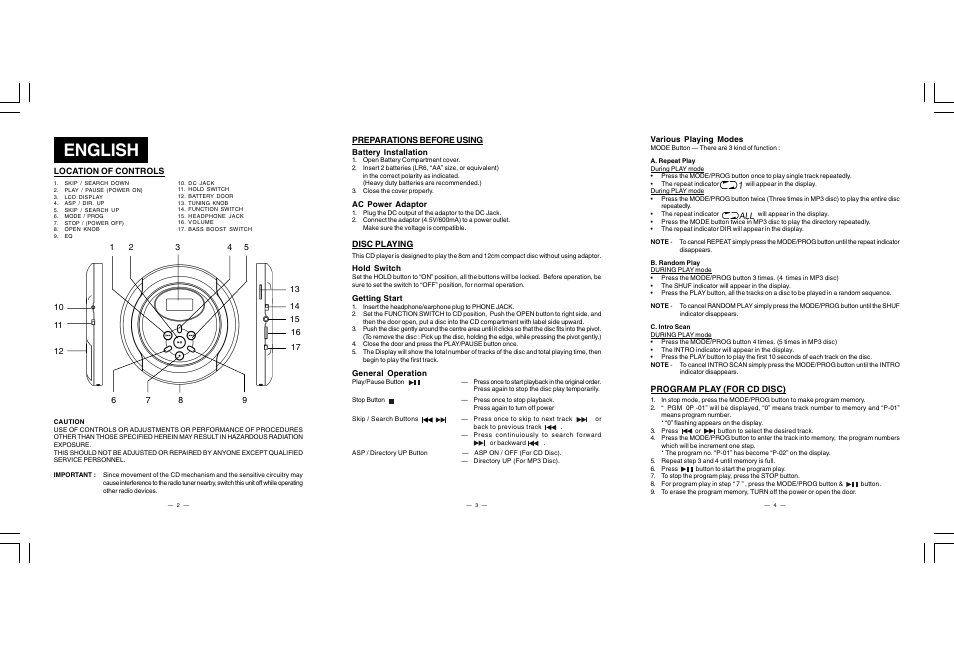 English | Jwin JX-CD915 User Manual | Page 2 / 3