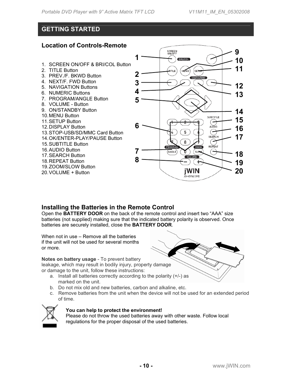 Jwin JD-VD762 User Manual | Page 12 / 24