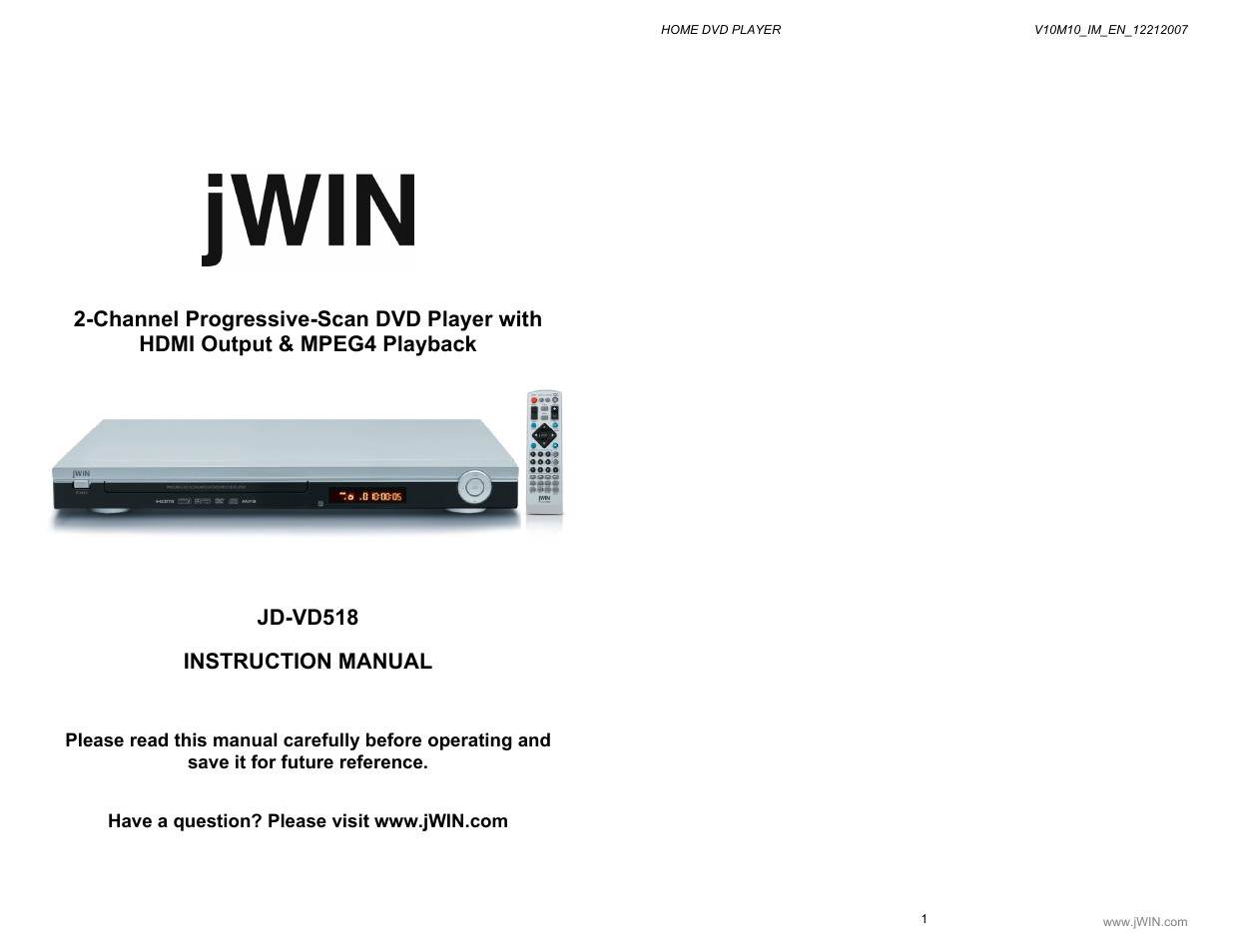 Jwin JD-VD518 User Manual | 16 pages