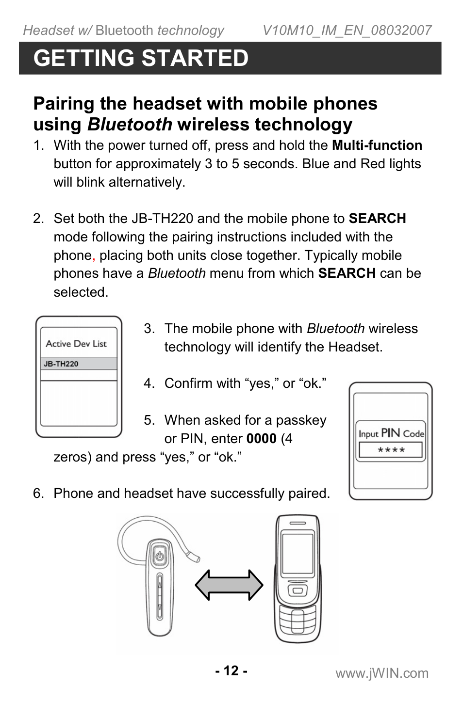 Getting started | Jwin JB TH220 User Manual | Page 13 / 20