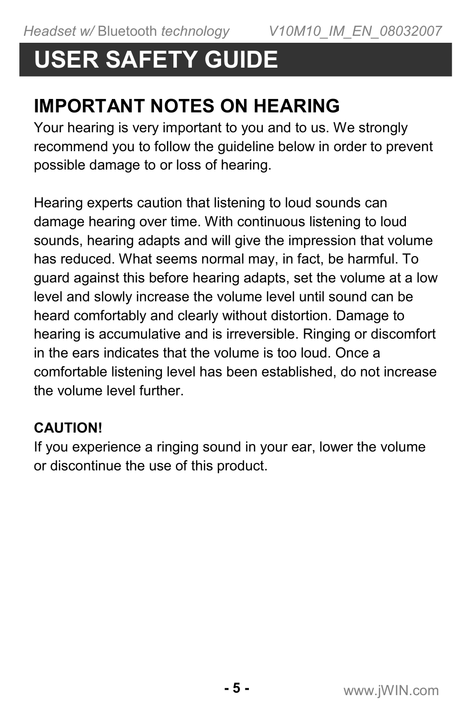 User safety guide | Jwin JB TH220 User Manual | Page 6 / 20