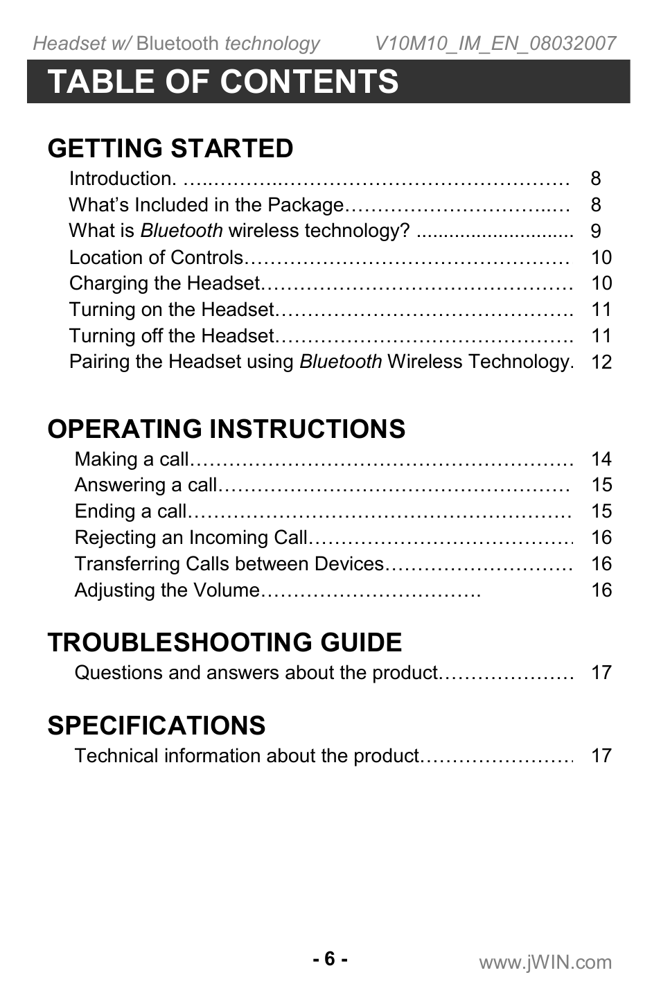 Jwin JB TH220 User Manual | Page 7 / 20