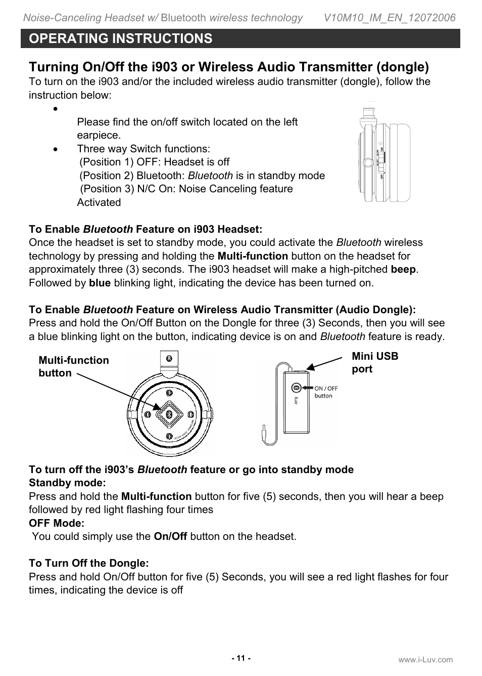 Operating instructions | Jwin ILuv i903 User Manual | Page 12 / 23