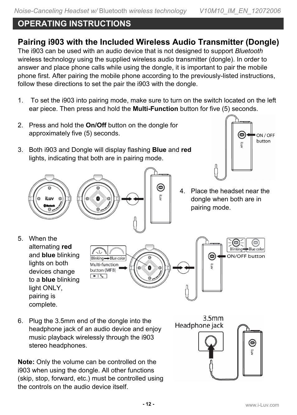 Operating instructions | Jwin ILuv i903 User Manual | Page 13 / 23