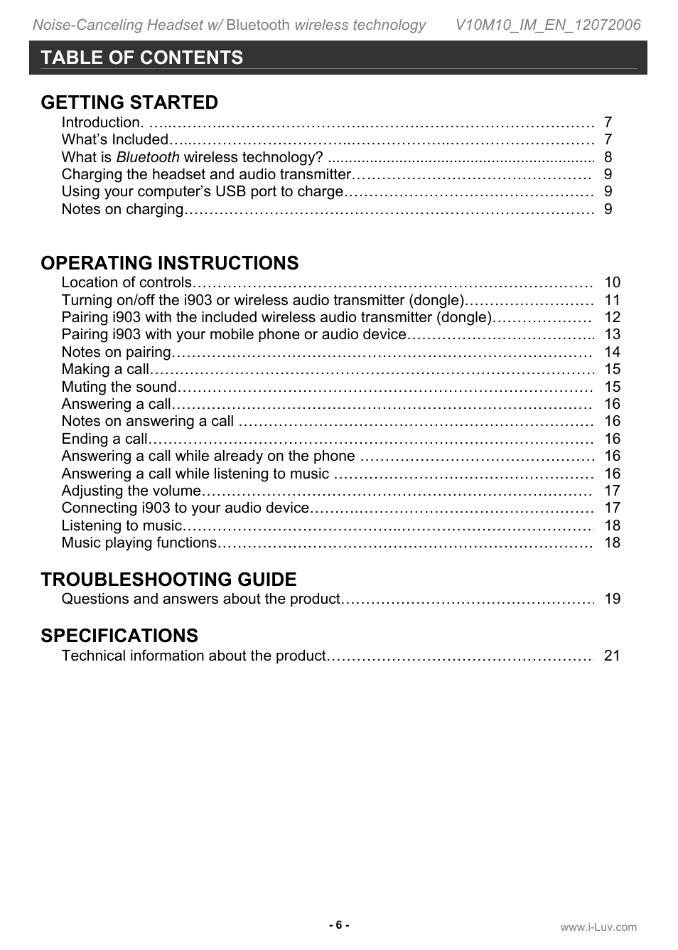 Jwin ILuv i903 User Manual | Page 7 / 23