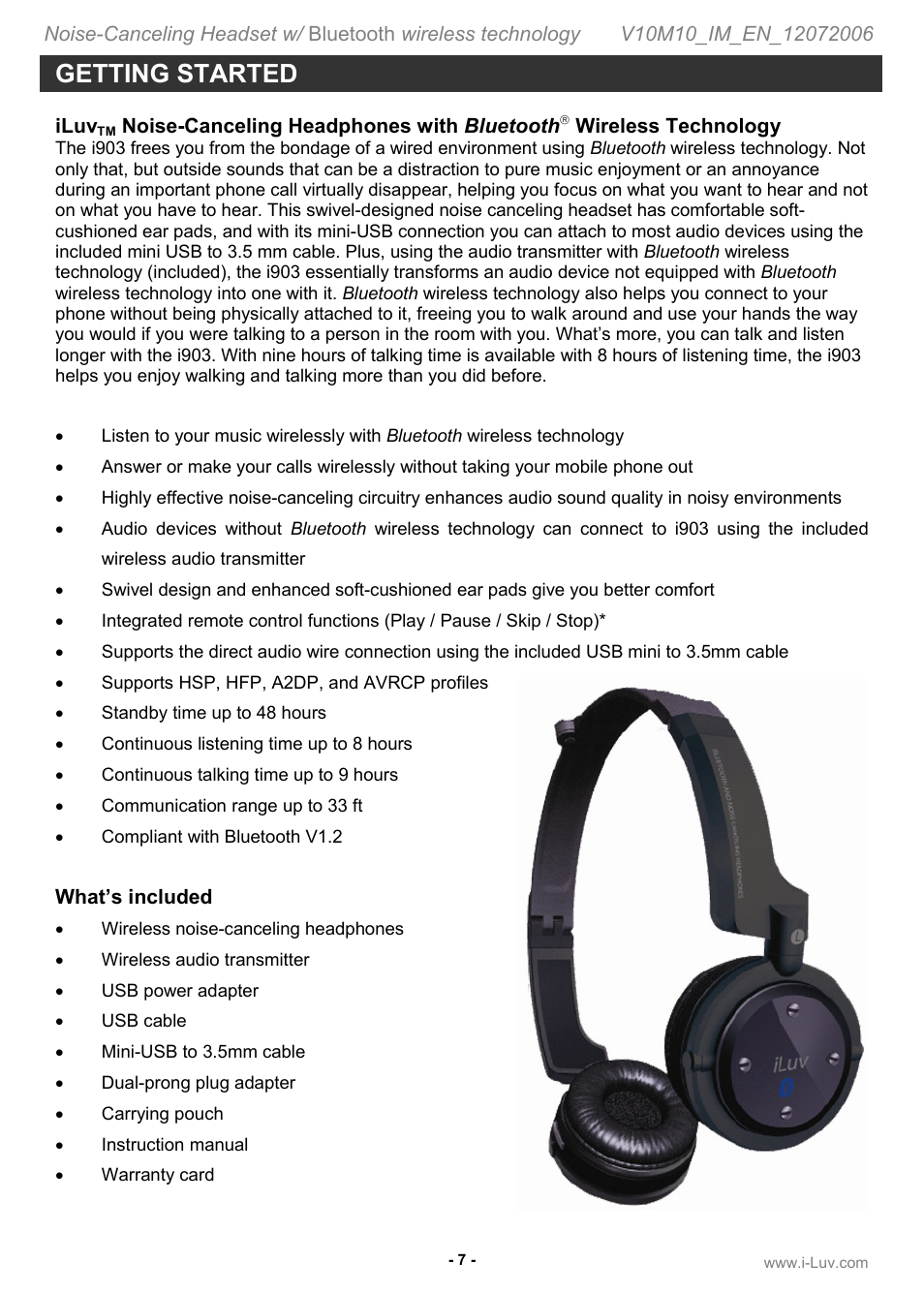Getting started | Jwin ILuv i903 User Manual | Page 8 / 23