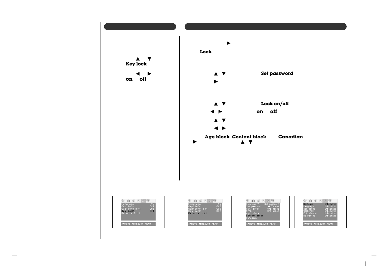 Special menu, Lock menu setup, Key lock | Jwin JV-DTV17 User Manual | Page 28 / 96