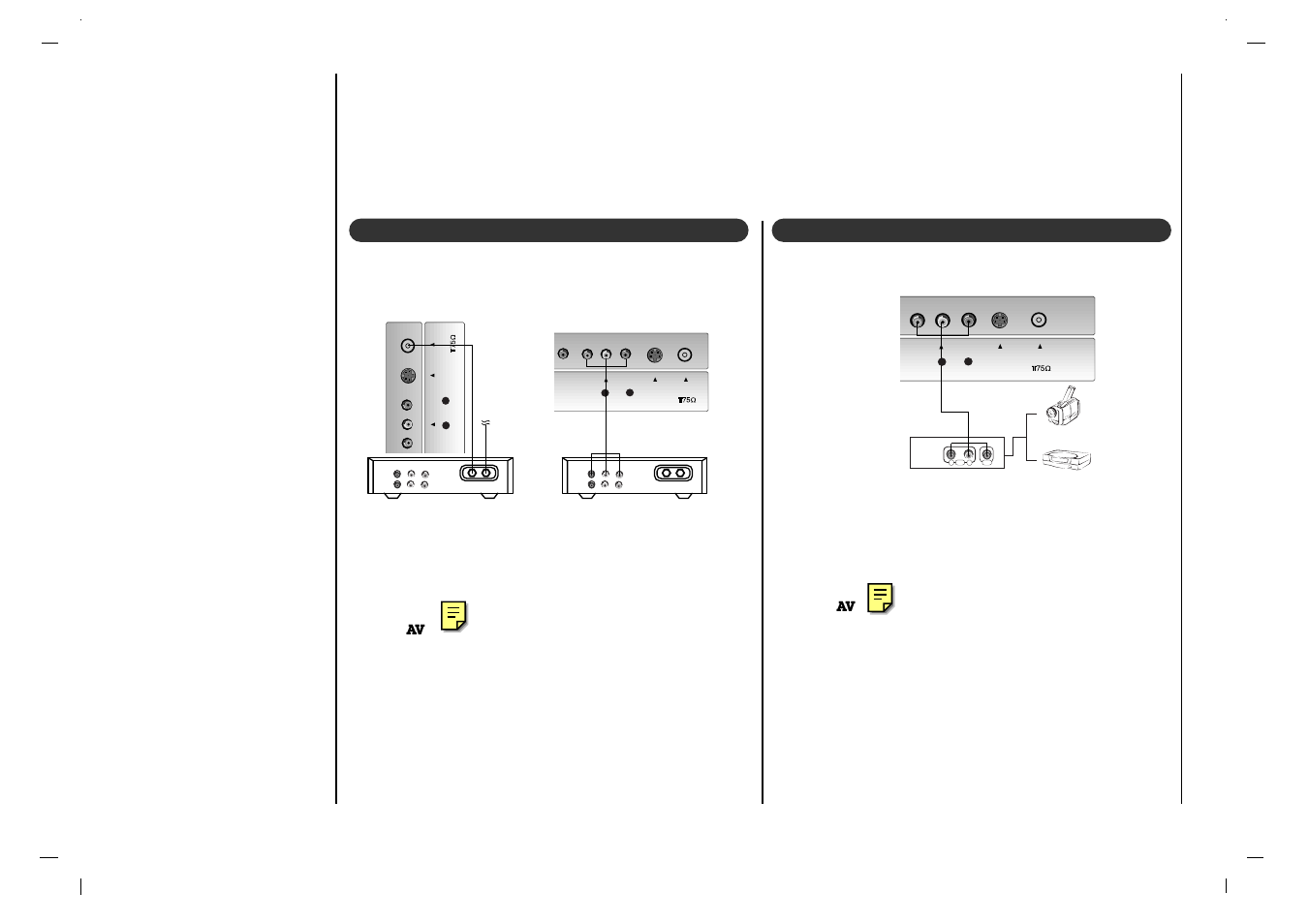 Ligação a um equipamento exterior, Ajuste de tv a cabo, Ajuste de equipamentos externos de áudio e vídeo | Jwin JV-DTV17 User Manual | Page 76 / 96