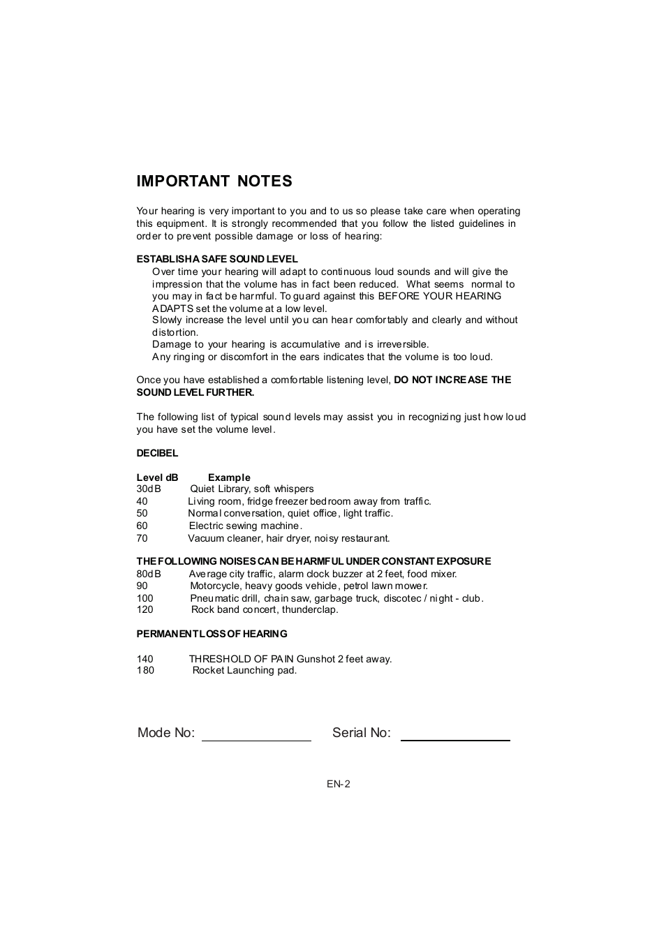 Mode no: serial no | Jwin JX-CD678 User Manual | Page 3 / 14