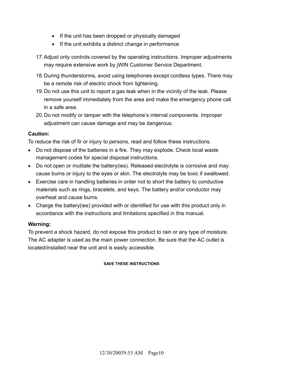 Jwin JT-P570 User Manual | Page 10 / 11