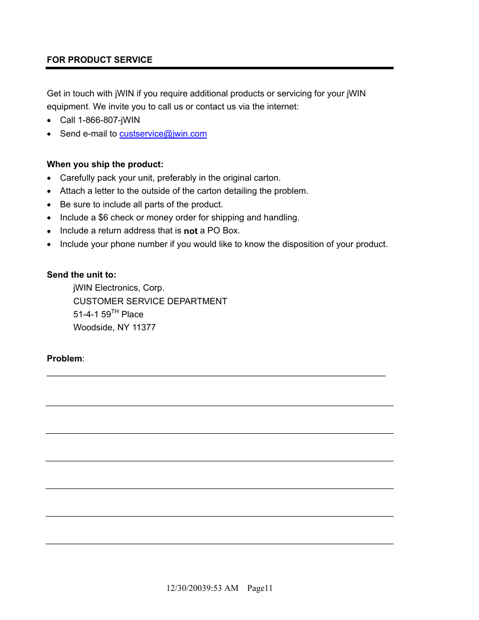 Jwin JT-P570 User Manual | Page 11 / 11