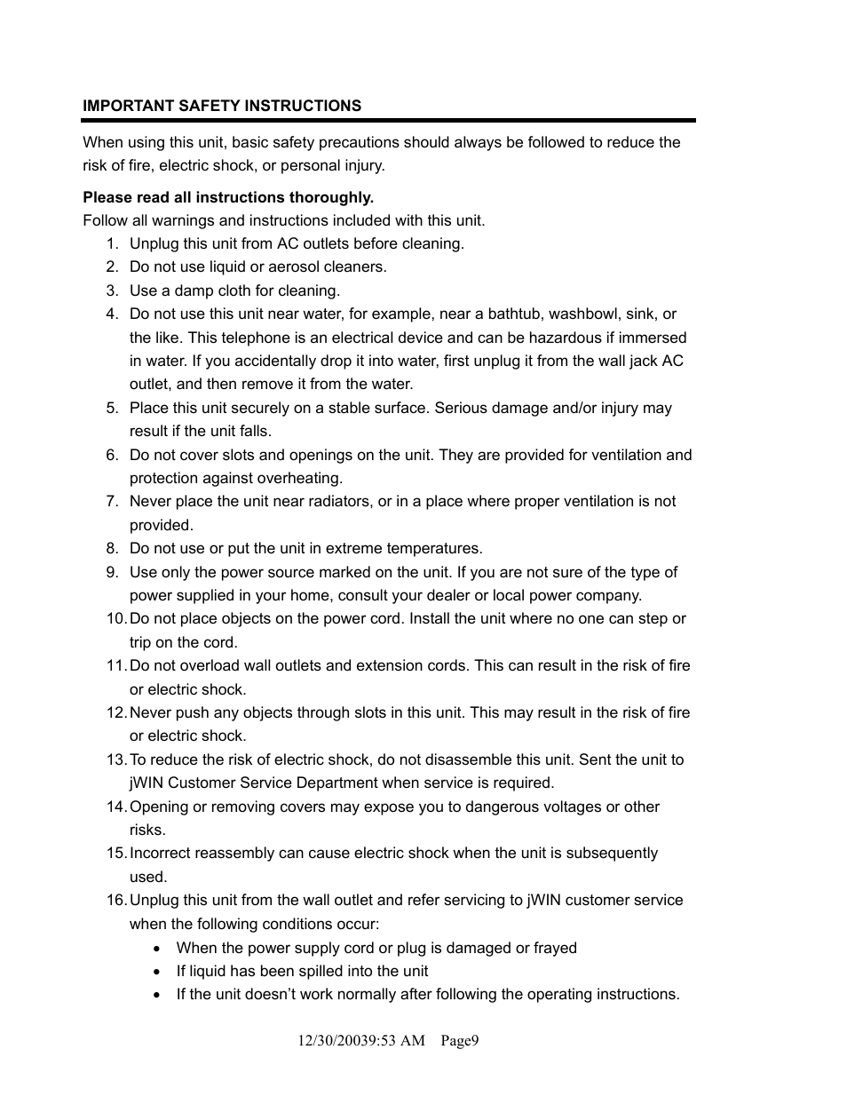 Jwin JT-P570 User Manual | Page 9 / 11