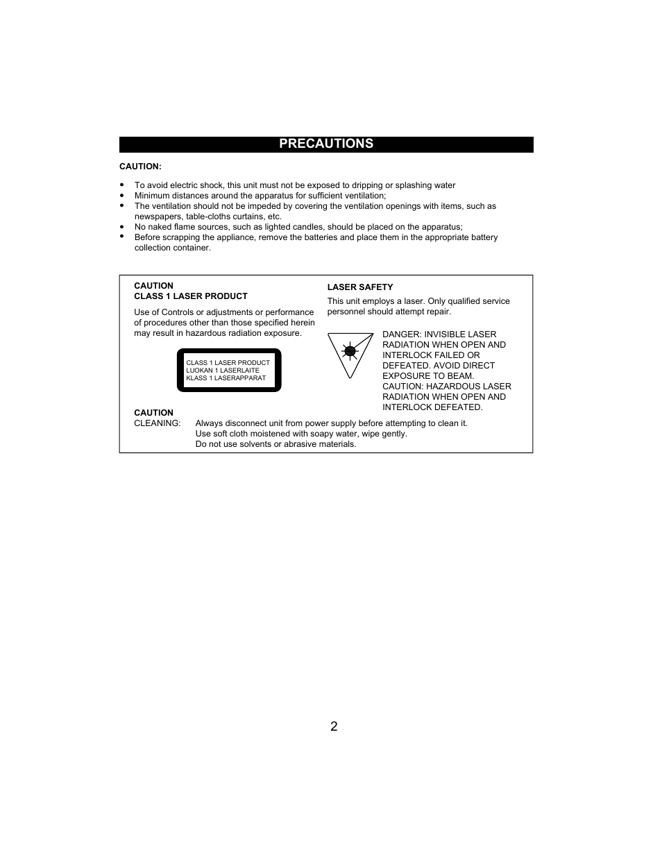2precautions | Jwin JX-CD492 User Manual | Page 3 / 16