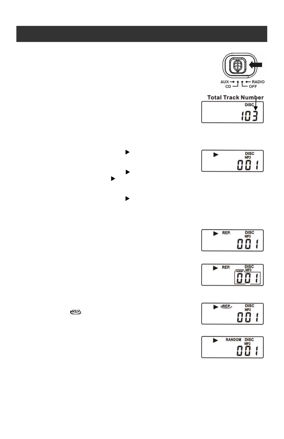 Operational instructions, Playing an mp3 disc, Repeat and random | Jwin JX-CD561 User Manual | Page 10 / 20