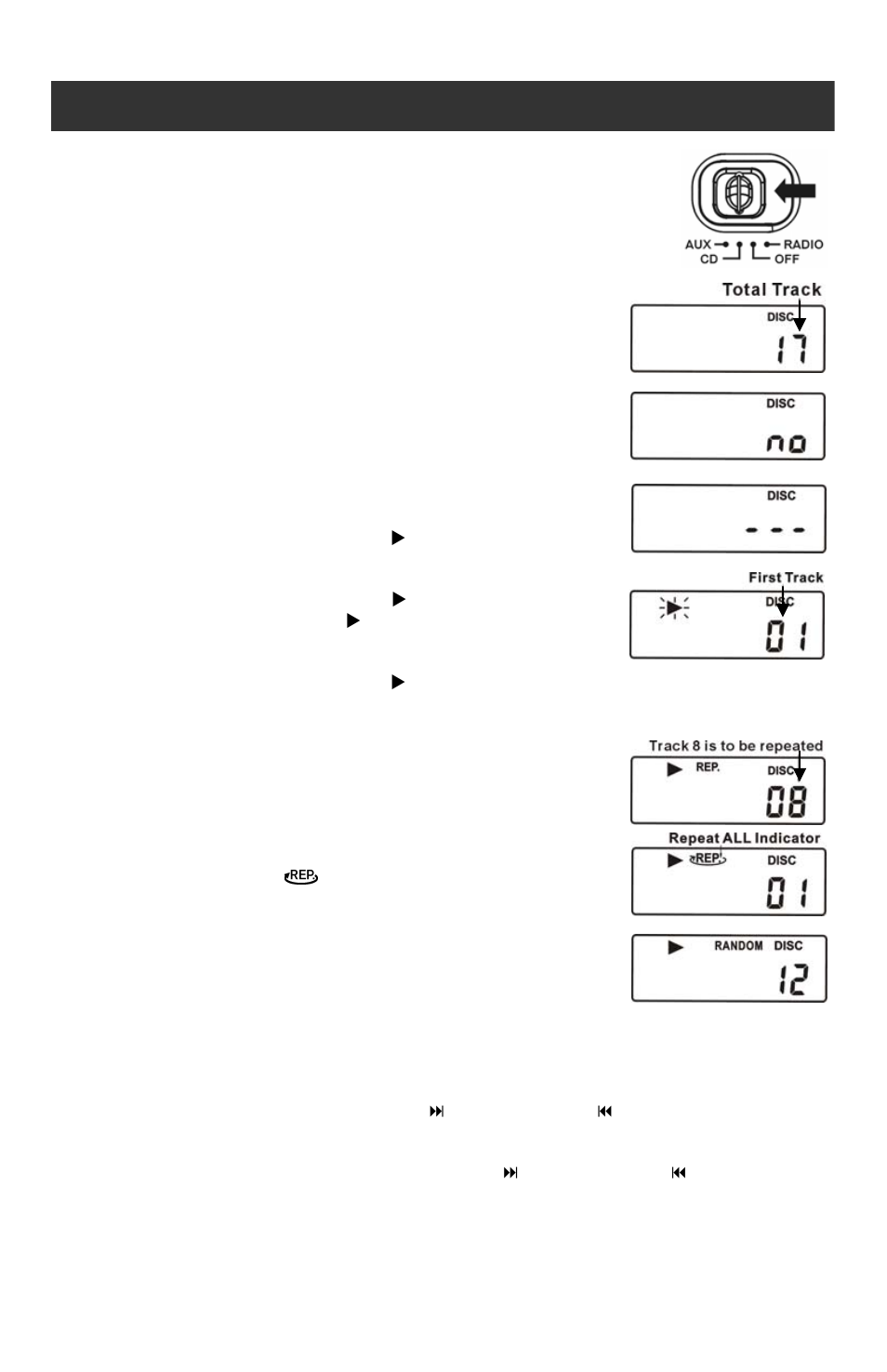 Operational instructions, Playing an audio cd (cd-r/rw playback compatible), Repeat and random | Skip and search | Jwin JX-CD561 User Manual | Page 14 / 20