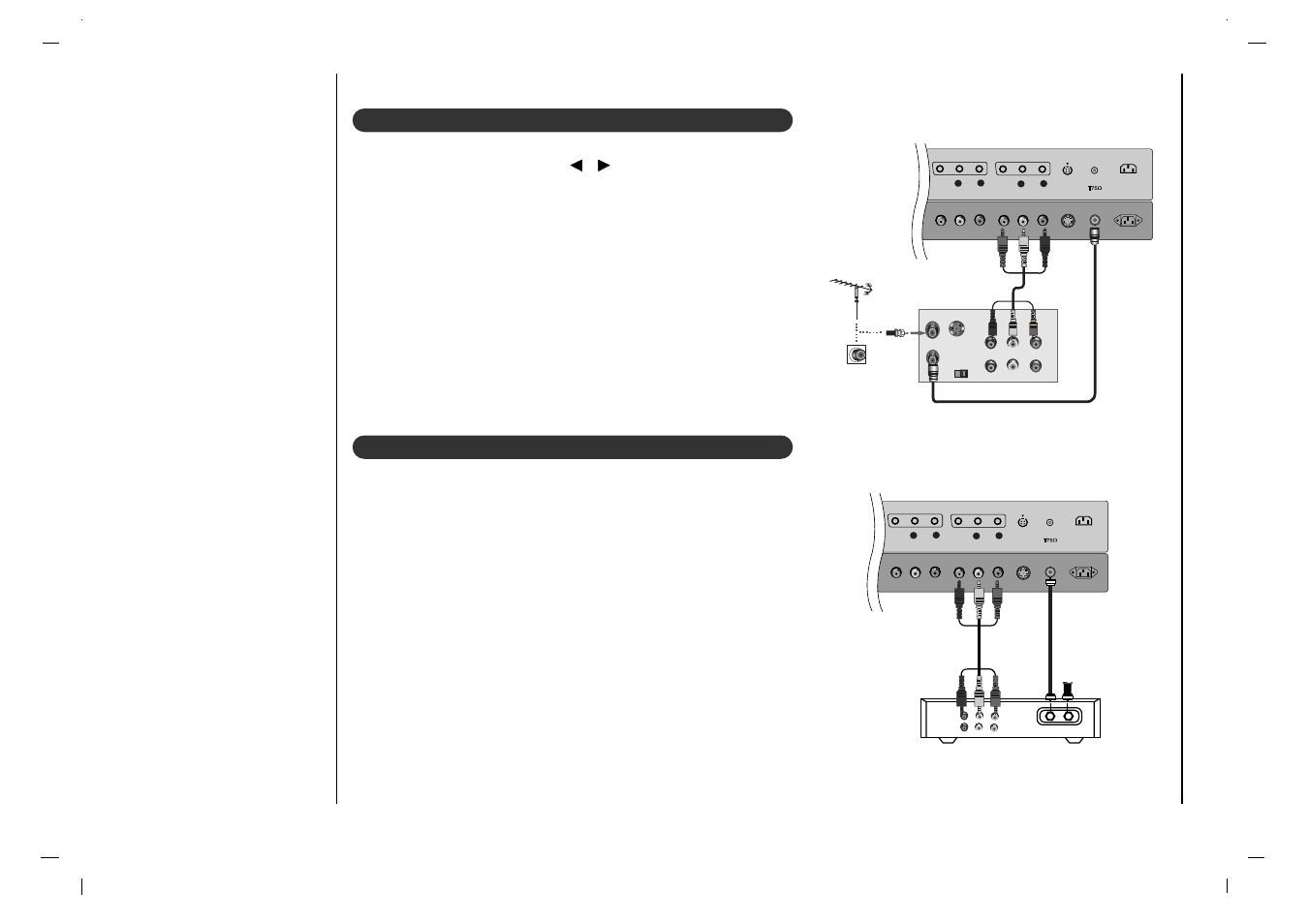 Ligação a um equipamento exterior, Ajuste de vcr, Conexão 1 | Conexão 2, Ajuste de tv a cabo, Ou as teclas do n, Mero forem pressionadas | Jwin JV-DTV37 User Manual | Page 100 / 132