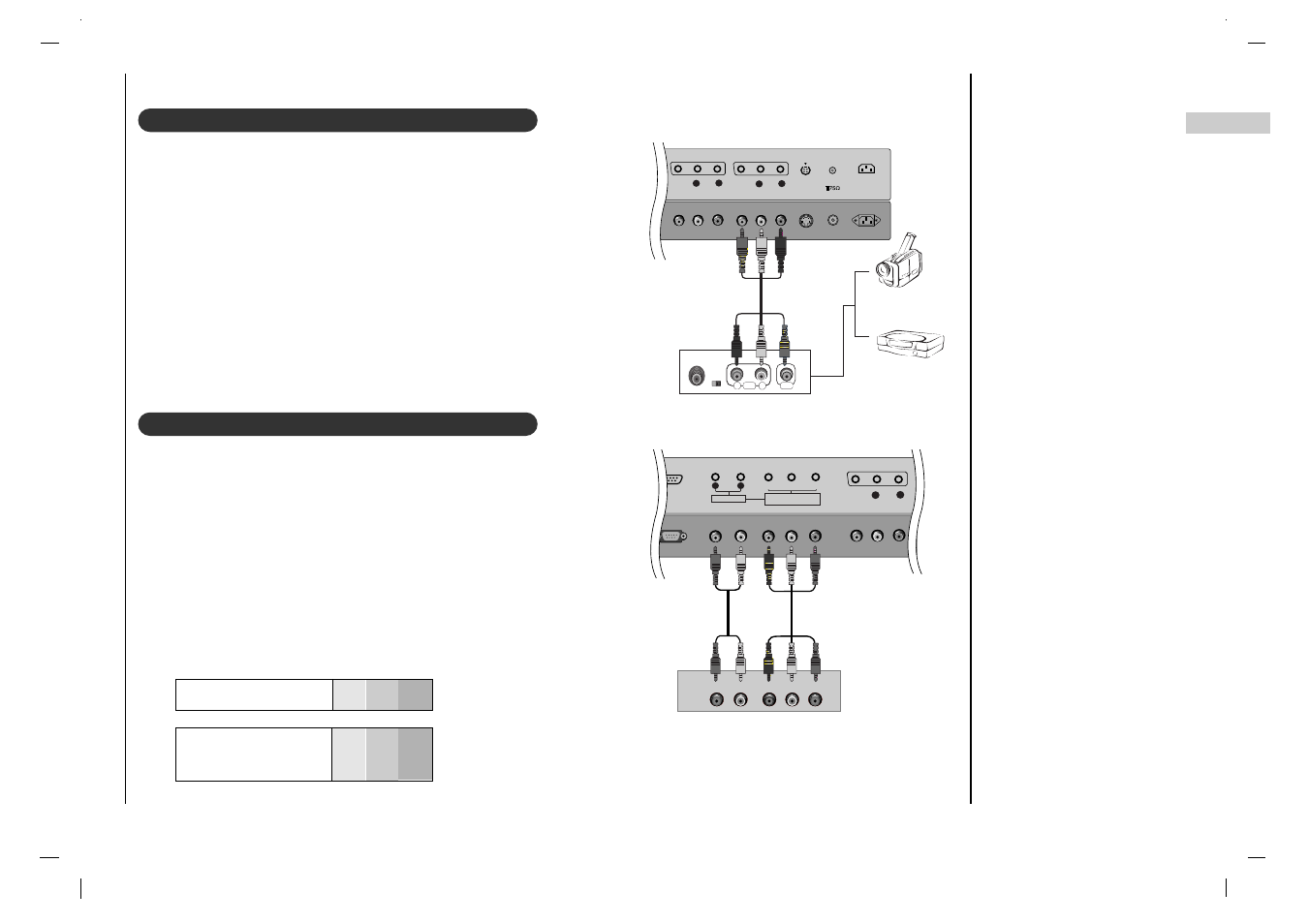 Connection to external equipment, External a/v source setup connections, Viewing setup | Dvd setup connections | Jwin JV-DTV37 User Manual | Page 13 / 132