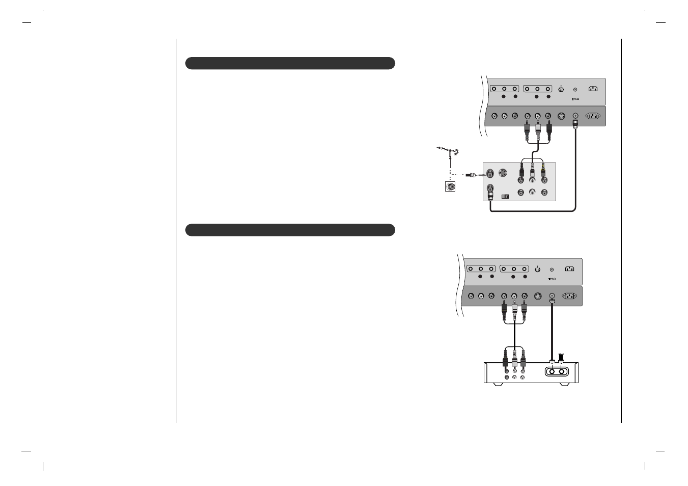 Conexión de equipos externos, Viendo vcr conexión 1, Conexión 2 | Viendo cable tv, Conexión 1 | Jwin JV-DTV37 User Manual | Page 56 / 132