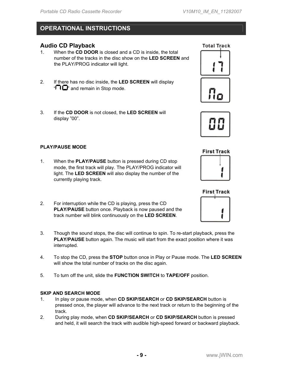 Jwin JX-CD483 User Manual | Page 10 / 16